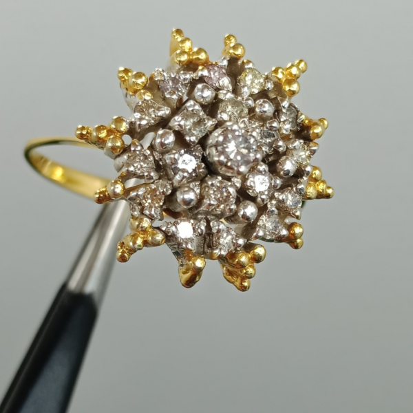 18K Gold Diamond Ring with 19 Real Diamonds - Image 3