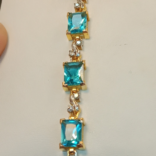 Blue Topaz and Diamond Gold Bracelet - Image 2